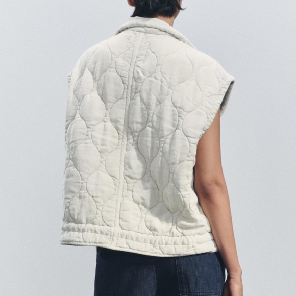 Zara oversized ecru off white lyocell and cotton quilted puffer vest NWT - Picture 13 of 13
